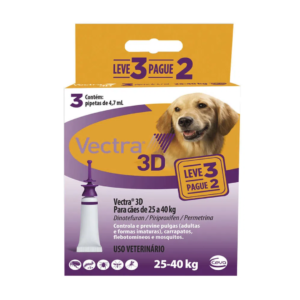 Vectra 3D para Cães de 25 a 40 Kg 3 Pipetas Antipulgas e Carrapatos Ceva