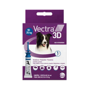 Vectra 3D 3,6 mL 1 Pipeta para Cães de 10 a 25 Kg Antipulgas e Carrapatos